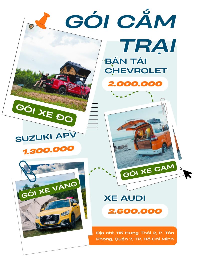 Bảng giá các gói dịch vụ thuê xe cắm trại