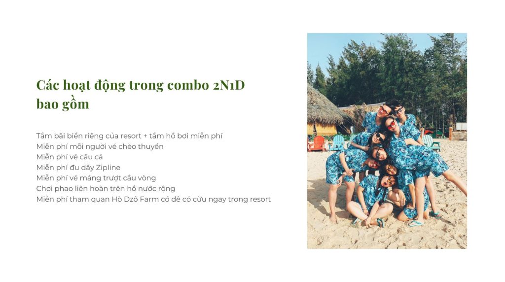 Cac hoat dong trong goi combo 2N1D Tai Hodota Binh Chau Resort Camping