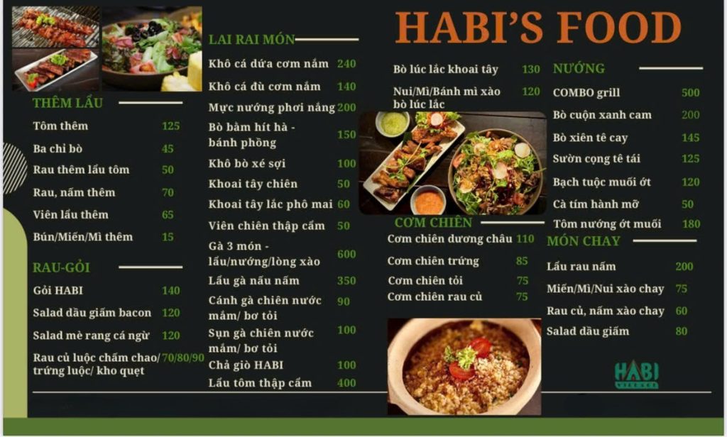 Menu Do An Tai Habi Village